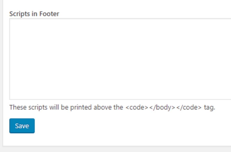 Colar script no Header/Footer