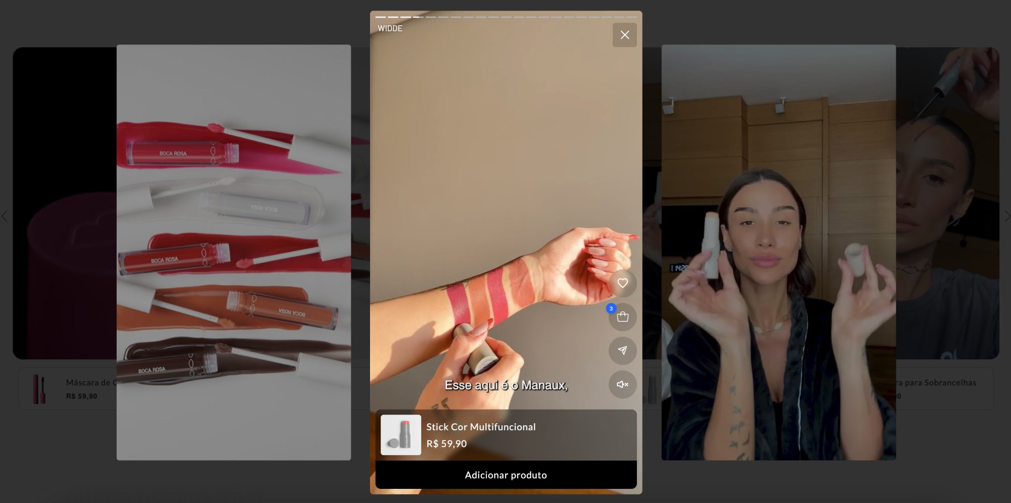 Preview da plataforma de Video Commerce da Widde